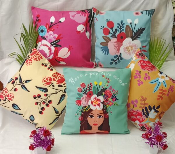 Canvas Cotton Vibrant Muse Floral Cushion Cover