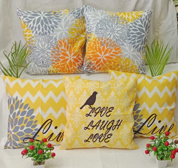 Cheerful Yellow Blossom Canvas Cotton Cushion Cover