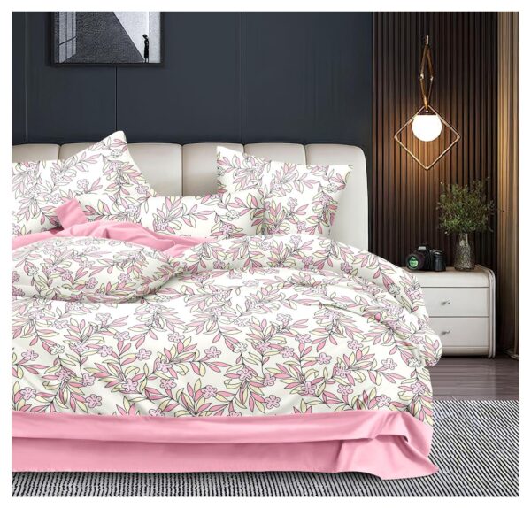 Glaze Bedsheet Set with Pink Floral Design