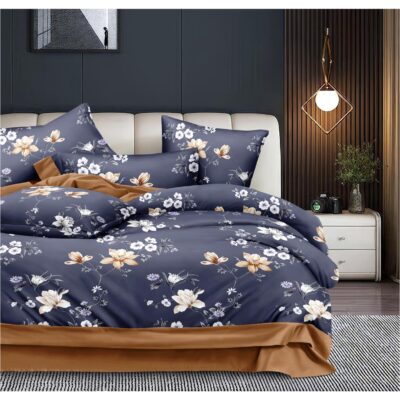 Glaze Bedsheet in Beige And White Floral Pattern