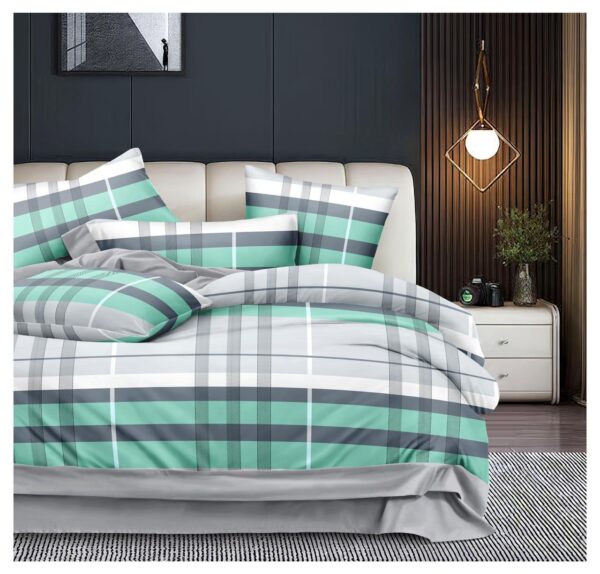 Glaze Bedsheet in Grey Checkered Pattern