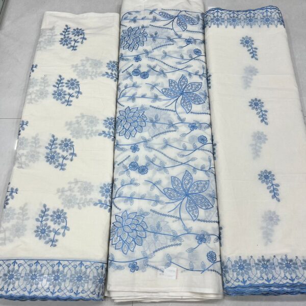 Cotton Embroidery Fabric with Floral Patterns