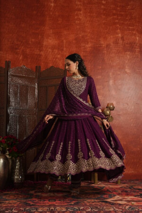 Schiffly Georgette Anarkali with Sequence Embroidery - Image 5