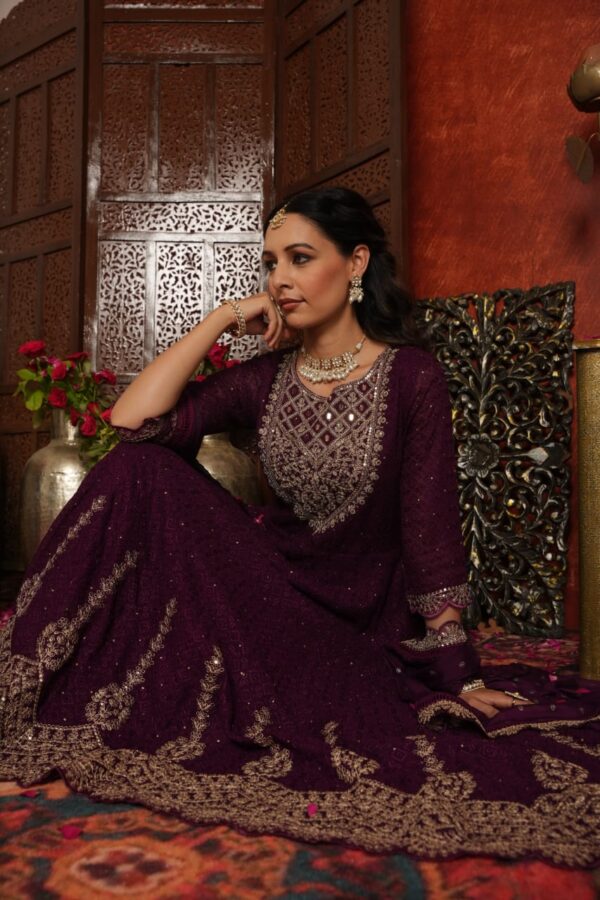 Schiffly Georgette Anarkali with Sequence Embroidery