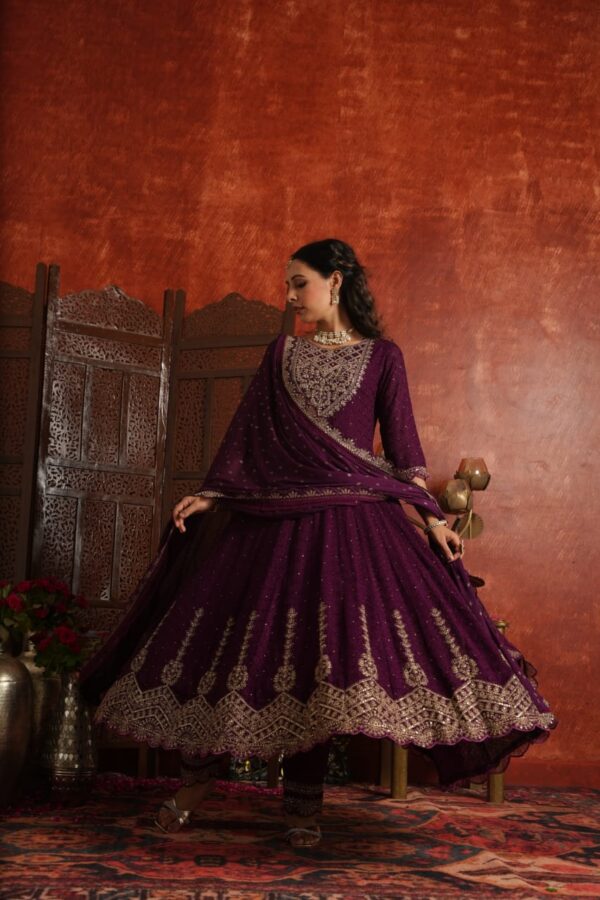 Schiffly Georgette Anarkali with Sequence Embroidery - Image 4