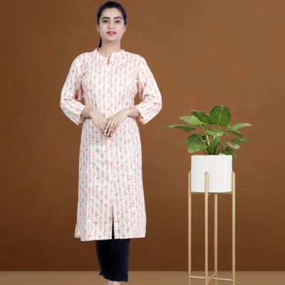Khadi Cotton Gajri Color Slim Fit Kurta