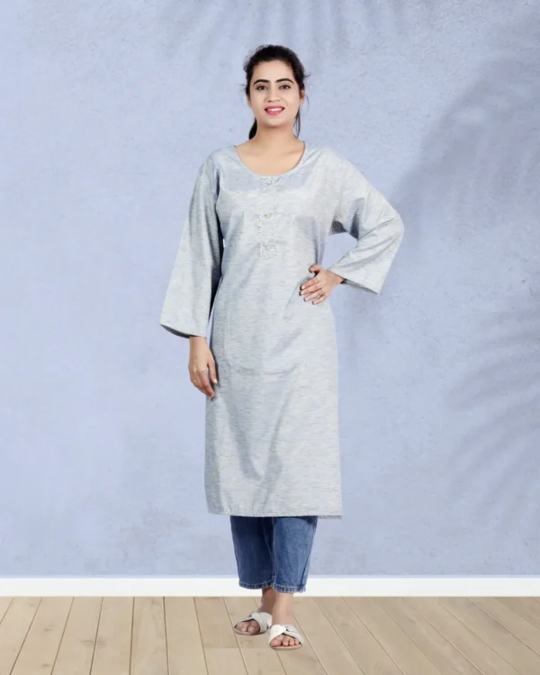Fabric Mix Khadi Cotton with Gotta Detailing on Neck and Sleeves