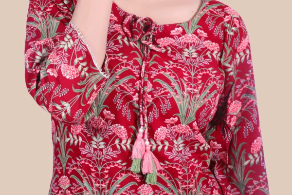 Rayon Fabric Ikkat Printed Rust Kurta - Image 4