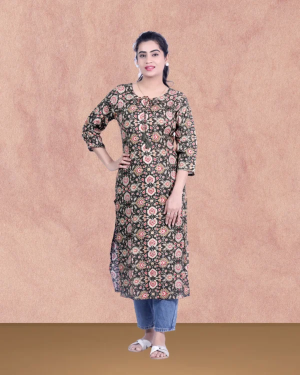 Rayon Fabric Ikkat Printed Stunning Green Kurta