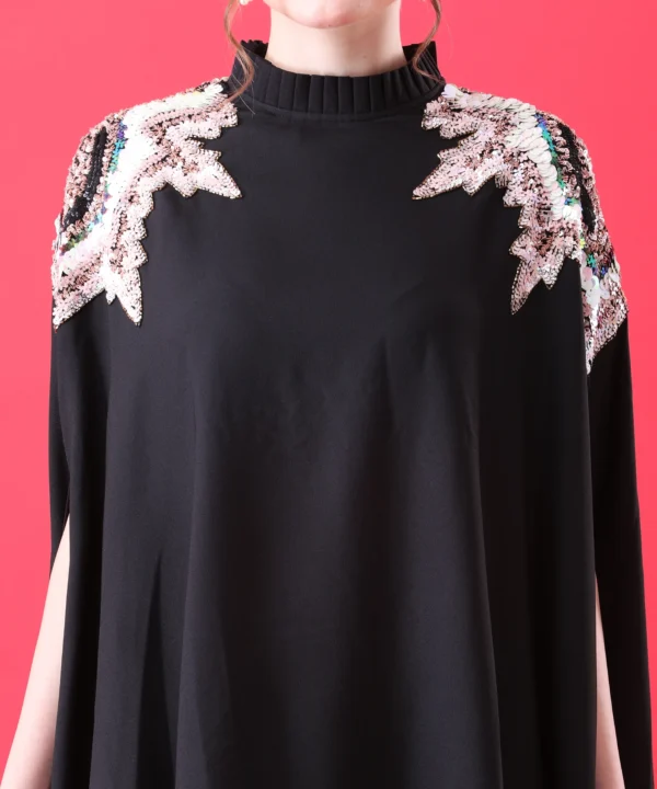 Black Cape Top with Sequins Hand Work - Image 4