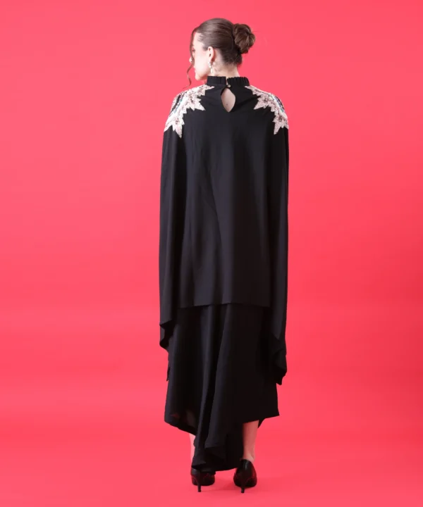 Black Cape Top with Sequins Hand Work - Image 2