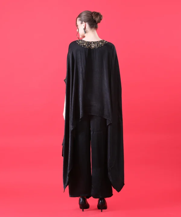 Black Kaftan Co-ord Set with Pipe Handwork - Image 6
