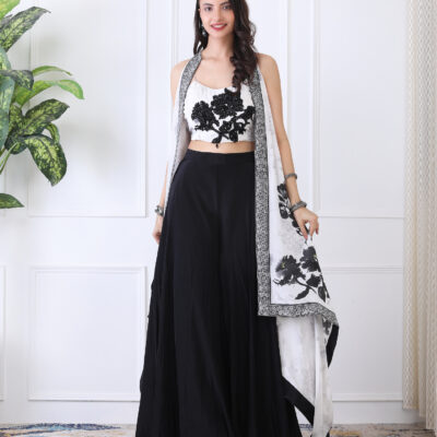 Black White 3 Piece Plasso Set with Digital Print