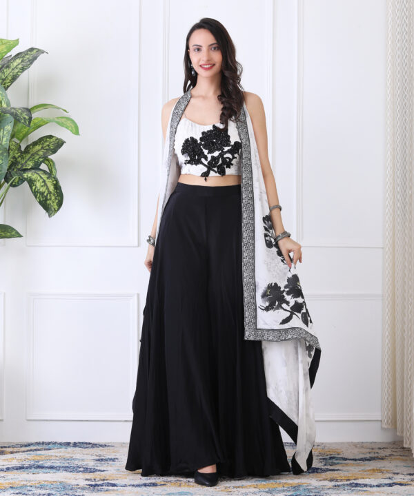 Black White 3 Piece Plasso Set with Digital Print