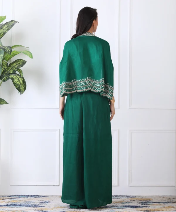 Bottle Green 3 Piece Co-ord Set with Sequin Embroidery - Image 3