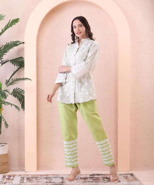 Cord Set Printed Handloom Cotton Green - Image 5