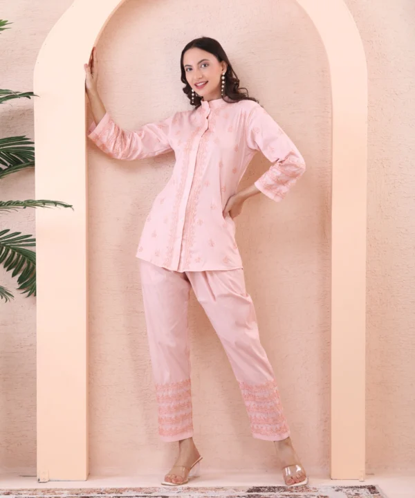 Co-ord Set Printed Handloom Cotton Peach - Image 4