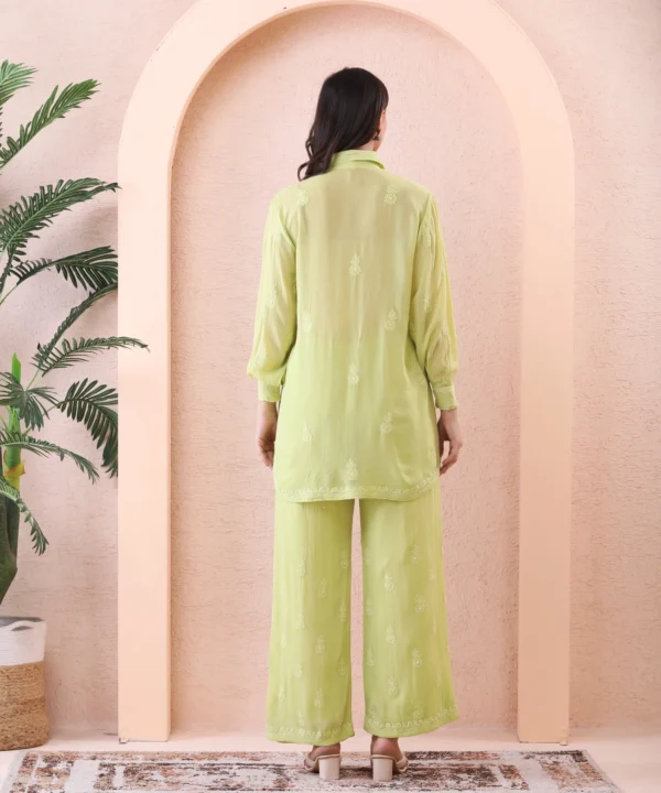 Co-ord Set Ikkat Mulmul Cotton Pastel Green - Image 3