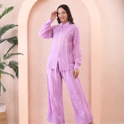 Co-ord Set Mulmul Lilac