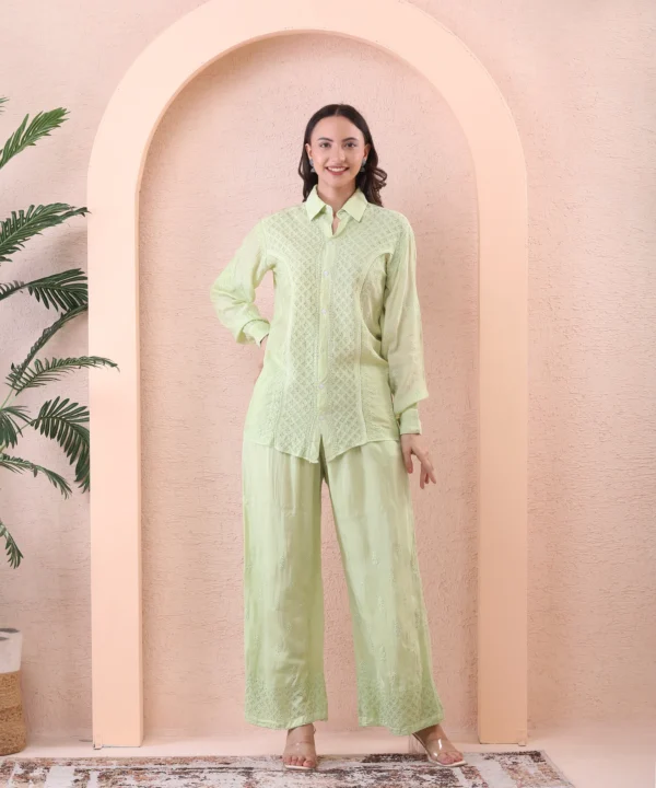 Co-ord Set Mulmul Pastel Green - Image 5