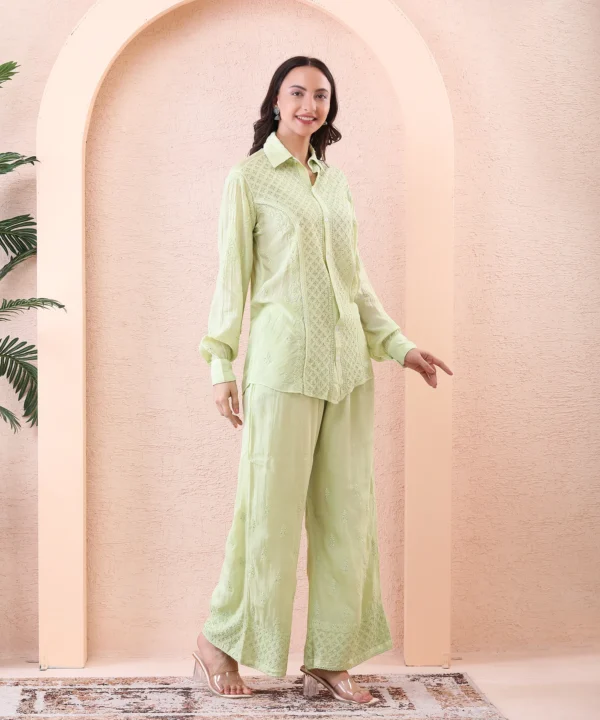 Co-ord Set Mulmul Pastel Green - Image 2