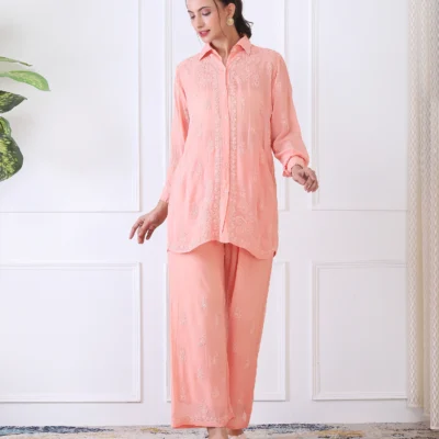 Co-ord Set Viscus Georget Peach