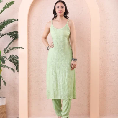 Co-ord Set Viscus Georget Pista Green