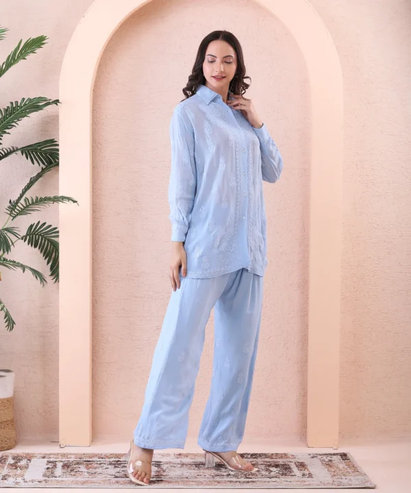 Co-ord Set Viscus Georget Powder Blue - Image 3
