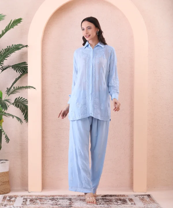 Co-ord Set Viscus Georget Powder Blue - Image 6
