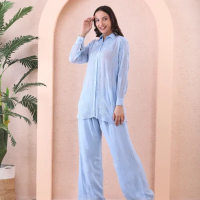 Co-ord Set Viscus Georget Powder Blue