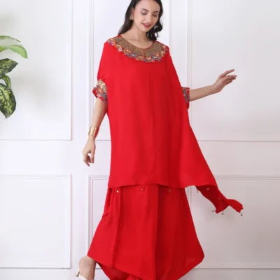 Crape Silk Co-ord Set with Handwork Embroidery