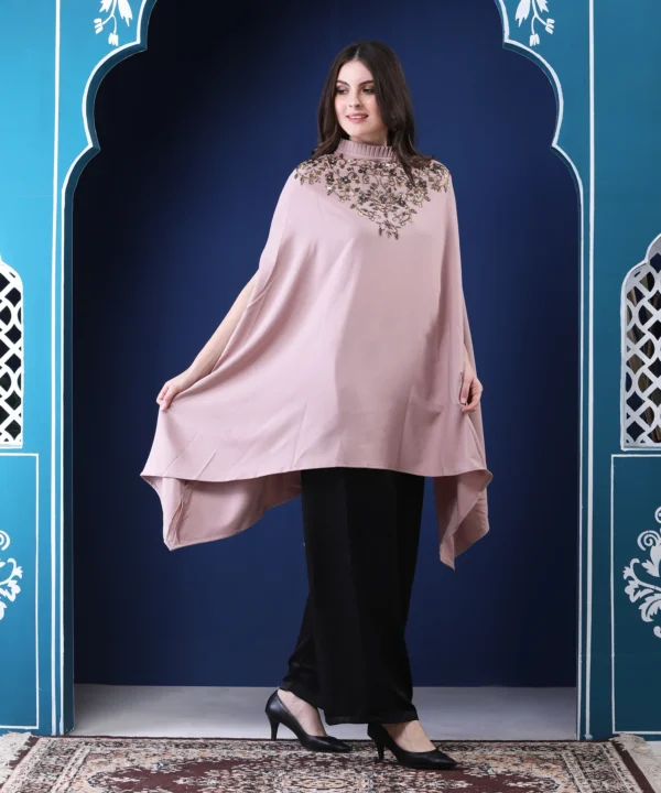 Dust Pink Cape Top with Hand Embroidery - Image 4