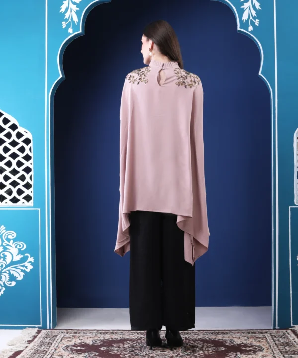 Dust Pink Cape Top with Hand Embroidery - Image 5