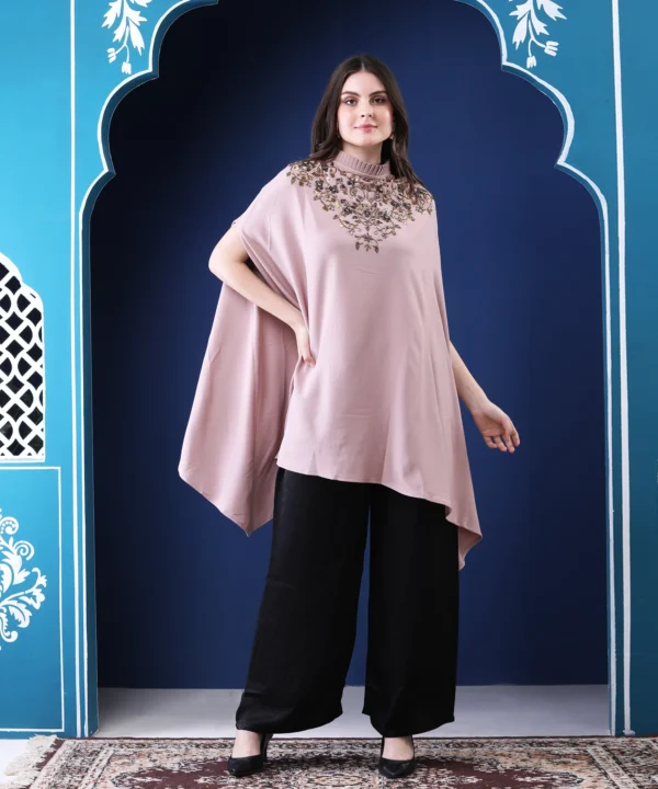 Dust Pink Cape Top with Hand Embroidery - Image 6