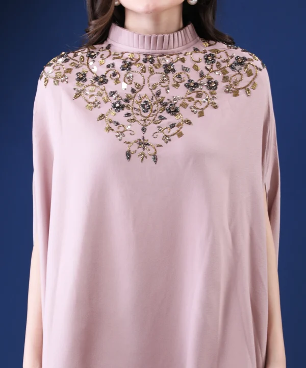 Dust Pink Cape Top with Hand Embroidery - Image 2