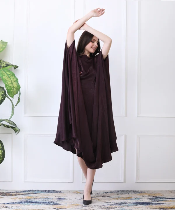 Wine Kaftan Dress with Hand Embroidered - Image 6