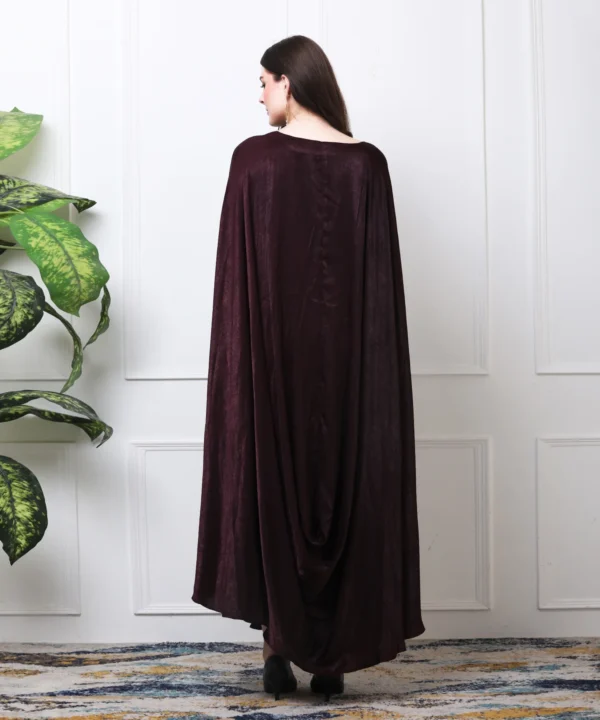 Wine Kaftan Dress with Hand Embroidered - Image 5