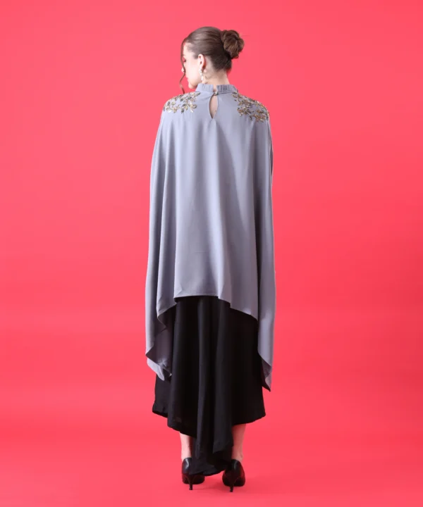 Gray Cape Top with Hand Embroidery - Image 6