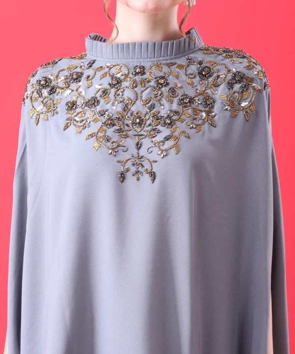 Gray Cape Top with Hand Embroidery - Image 2