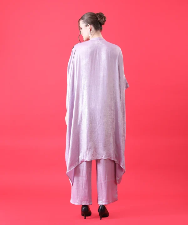 Kaftan Co-ord Set summer Georgette Suit in Lavender Color - Image 5