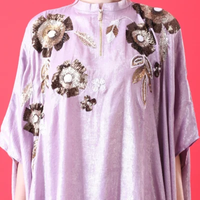 Kaftan Co-ord Set summer Georgette Suit in Lavender Color
