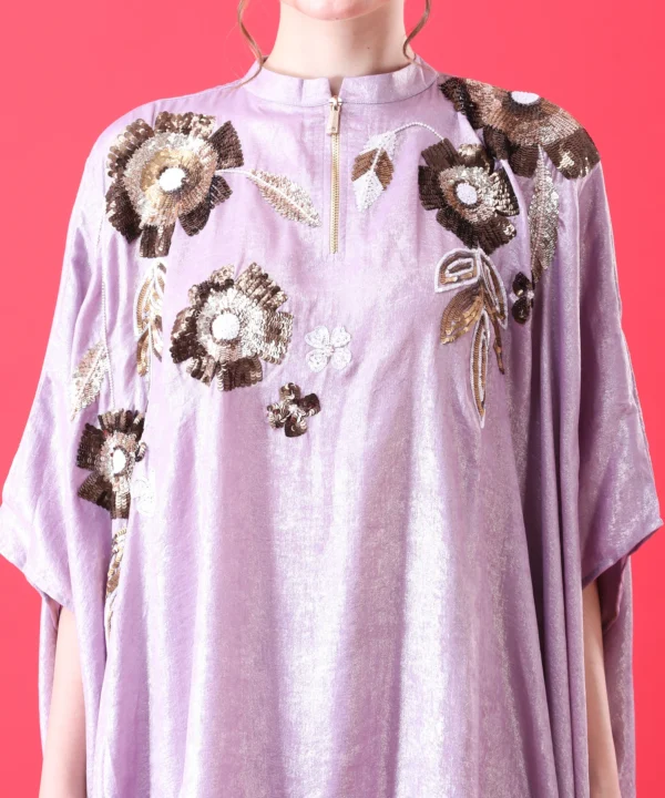 Kaftan Co-ord Set summer Georgette Suit in Lavender Color