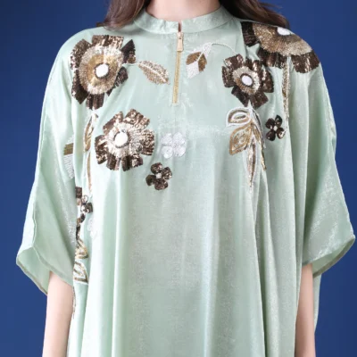 Kaftan Co-ord Set summer Georgette Suit in Mint Green Color