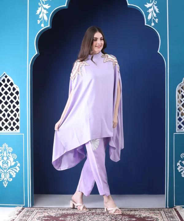 Lavender Cape Top with Sequin Handwork - Image 3
