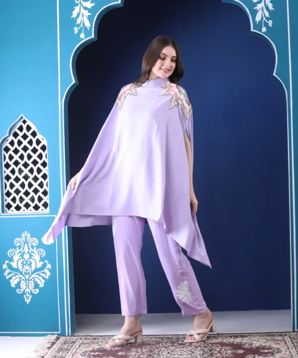 Lavender Cape Top with Sequin Handwork - Image 5