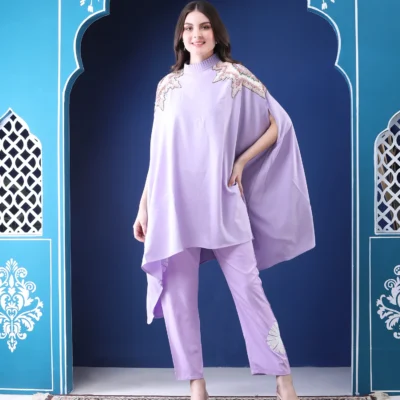 Lavender Cape Top in with Sequin Handwork