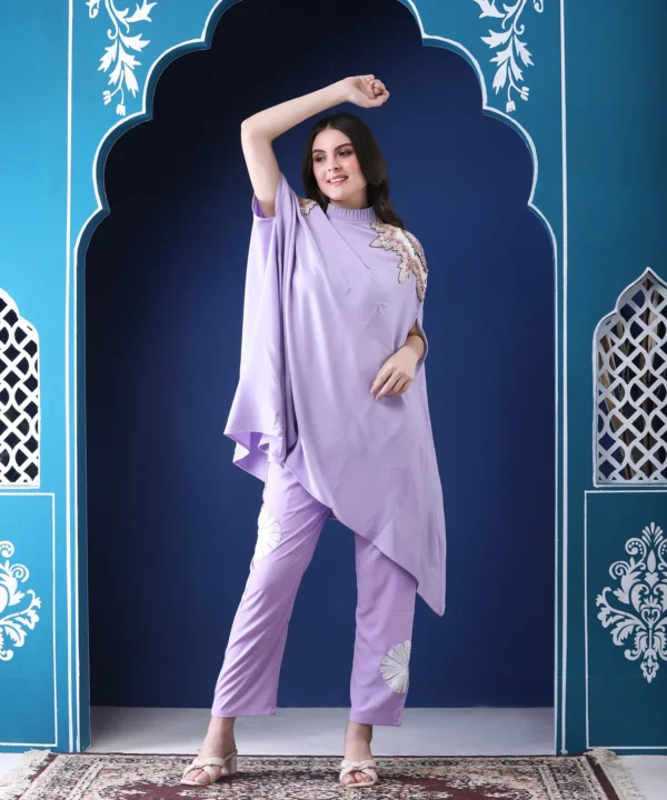 Lavender Cape Top with Sequin Handwork - Image 6
