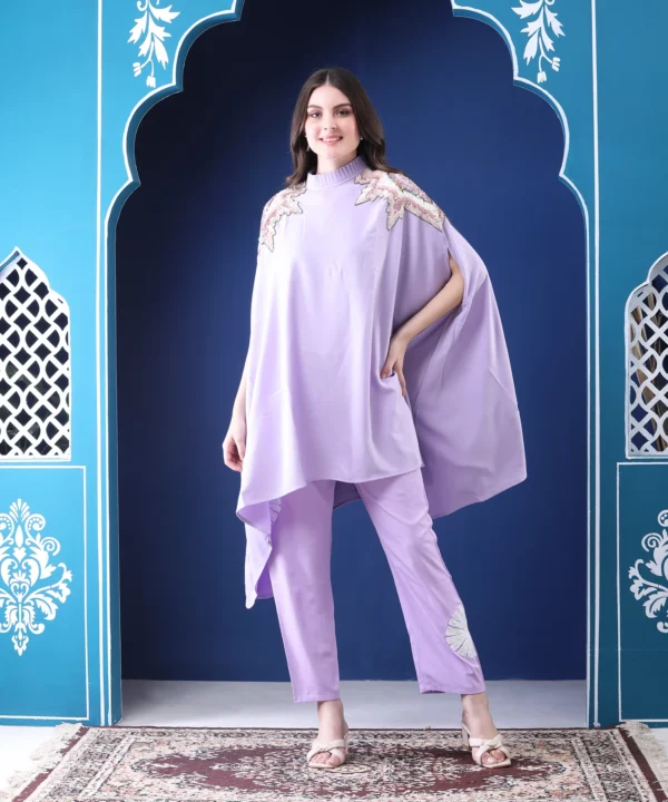 Lavender Cape Top in with Sequin Handwork