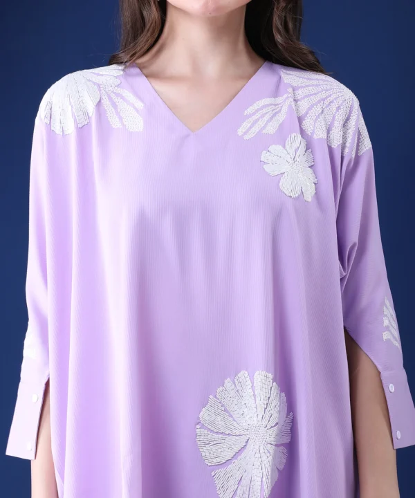 Lavender Two-Piece Co-ord Set  with Hand Embroidery - Image 2