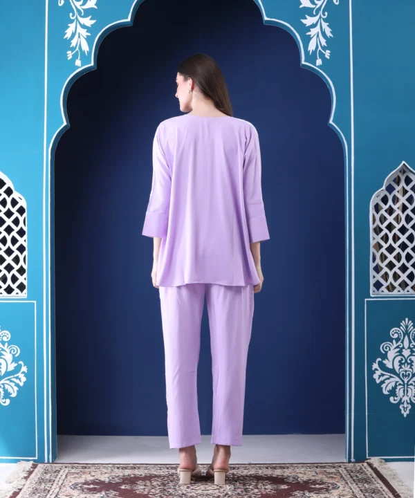 Lavender Two-Piece Co-ord Set  with Hand Embroidery - Image 5